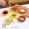 Hamburger-shaped ceramic dipping sauce dish for serving condiments.