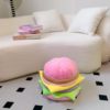 Quirky hamburger storage seat with a lid that opens to reveal hidden storage.