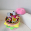 Fun and functional burger storage stool for seating and organizing.
