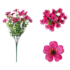 Lifelike artificial blossoms in vibrant colors displayed in a garden planter