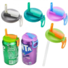 BPA-free can lid cover with attached straw for travel