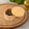 Hand opening bamboo salt container for easy access