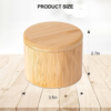 Natural bamboo salt storage box with lid on wooden table
