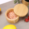 Bamboo spice storage box with lid for salt and seasonings